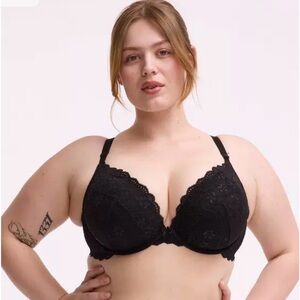 torrid Black Lace Plunge Bra with Scalloped Trim